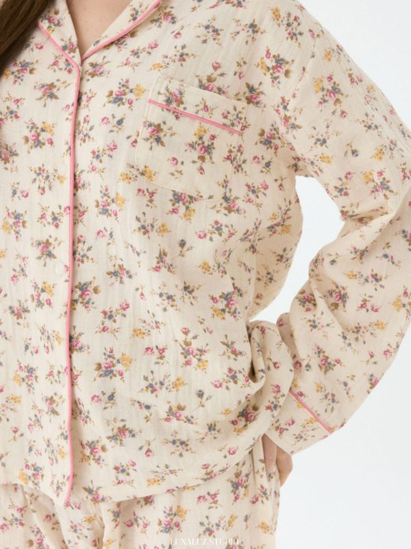 LUNALUZ 花園詩意 經典款睡衣套裝｜Cream 26S 