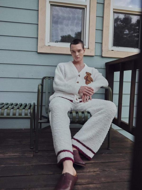 BALCONY 泰迪熊刺繡毛絨男款家居服 