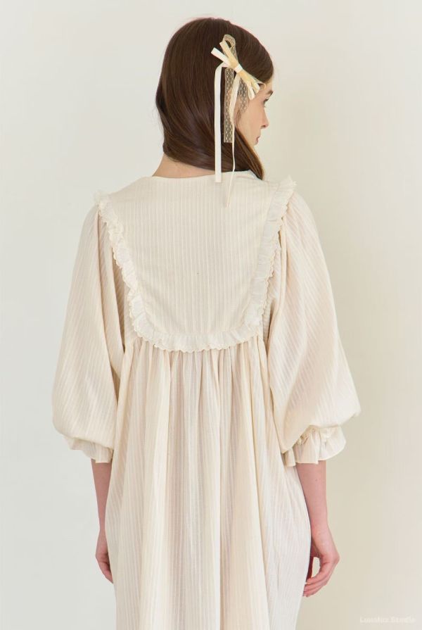 LUNALUZ 晨光呢喃 純棉蕾絲睡衣洋裝 