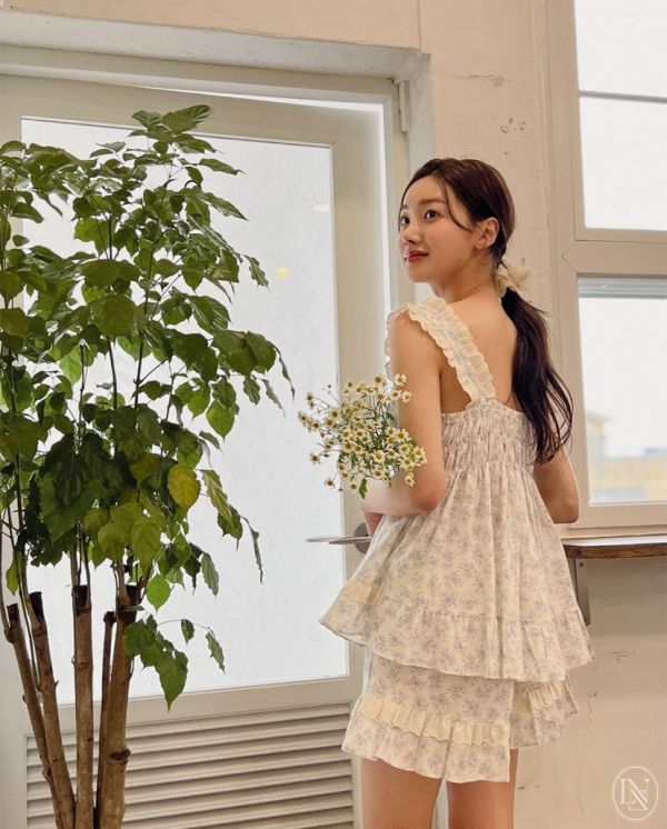 LUNALUZ 藍玫瑰印花蕾絲睡衣套裝｜夏日推薦．薄棉涼感 