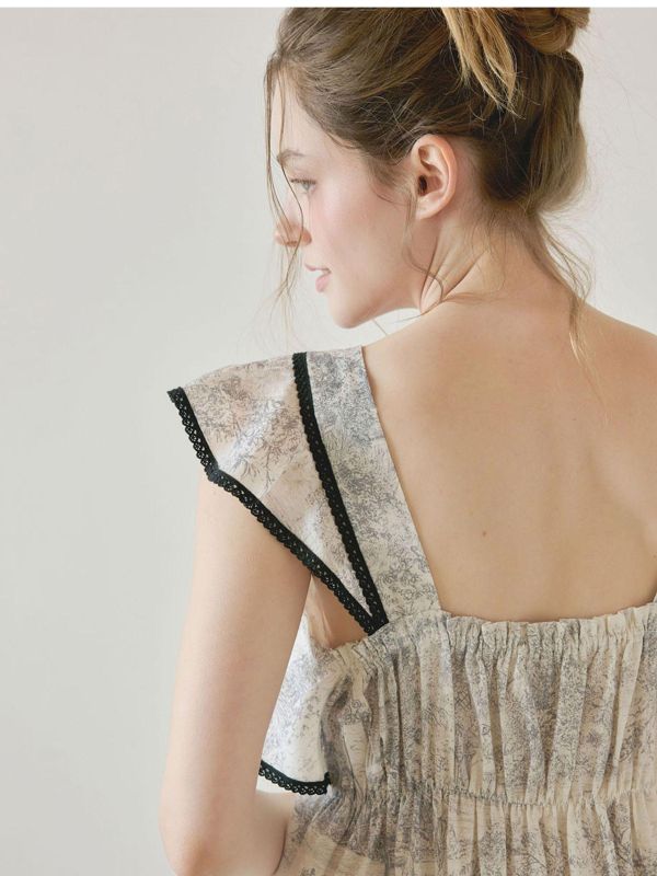 LUNALUZ 朱依紋睡衣洋裝｜黑邊荷葉設計・灰調 26S 