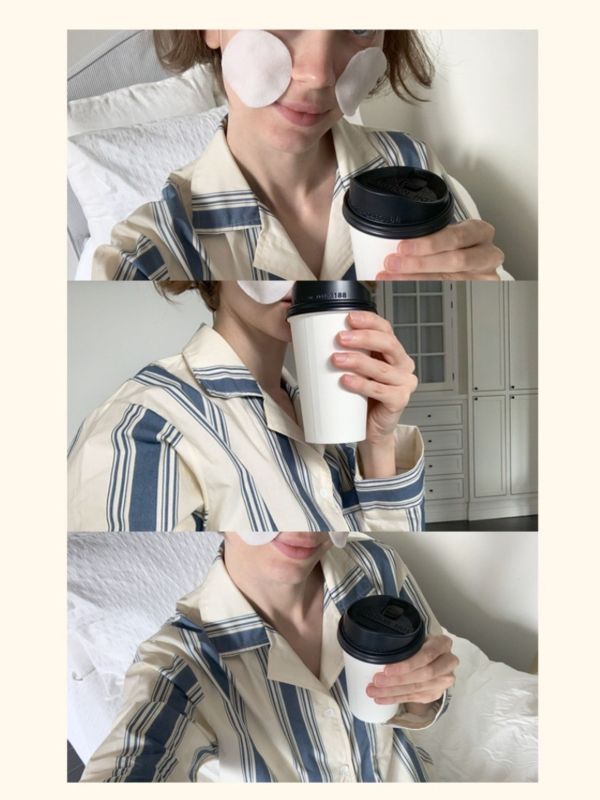 韓國藍色時光條紋睡衣套裝｜午夜巴黎系列 