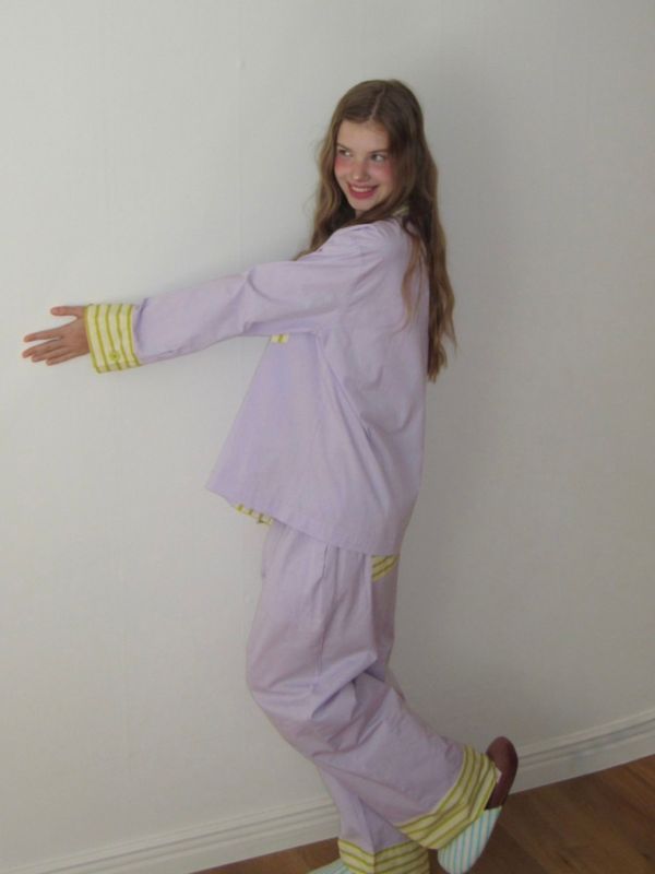 韓國 色塊設計睡衣套裝｜PURPLE 