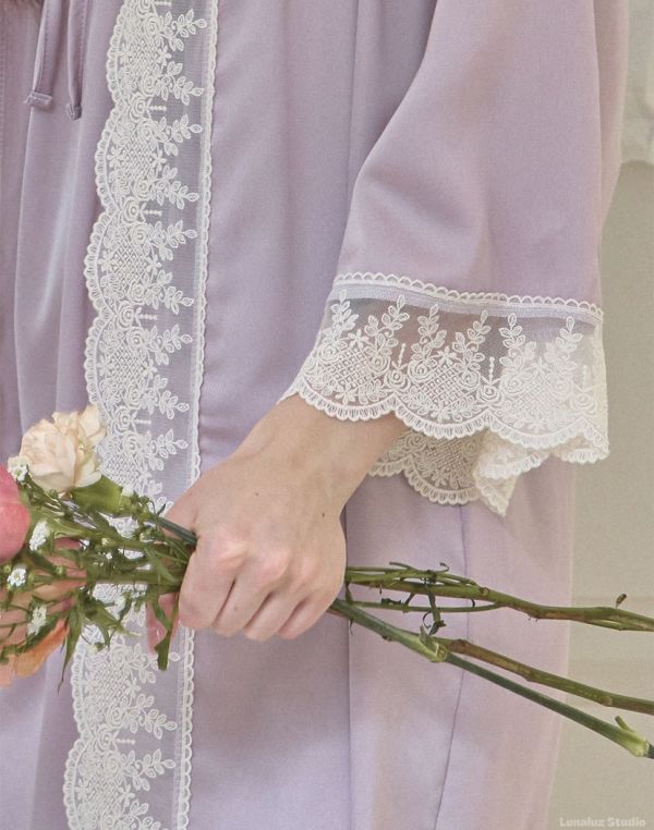 LUNALUZ  女式薰衣草絲綢沙田吊帶袍套裝 