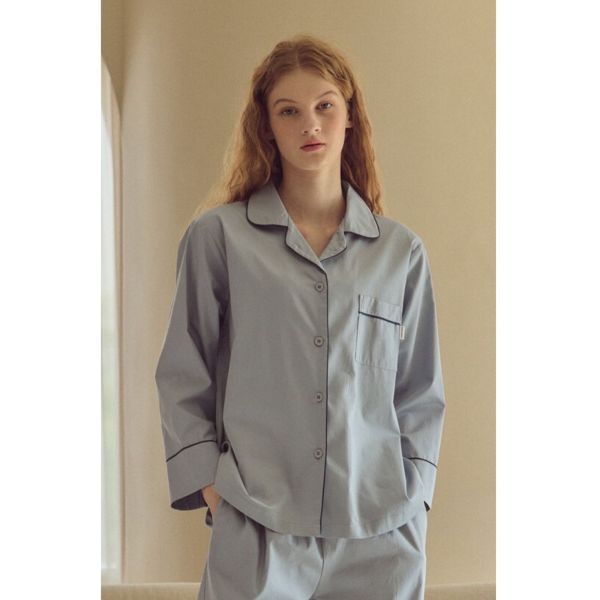 韓國經典純棉睡衣套裝｜天藍色 