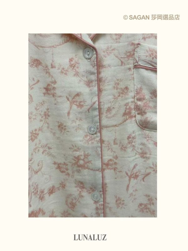 LUNALUZ 森林詩境經典款睡衣套裝｜粉色/灰色 