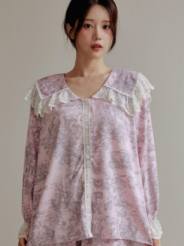 LUNALUZ  奢華朱伊紋莫代爾棉 睡衣套裝 