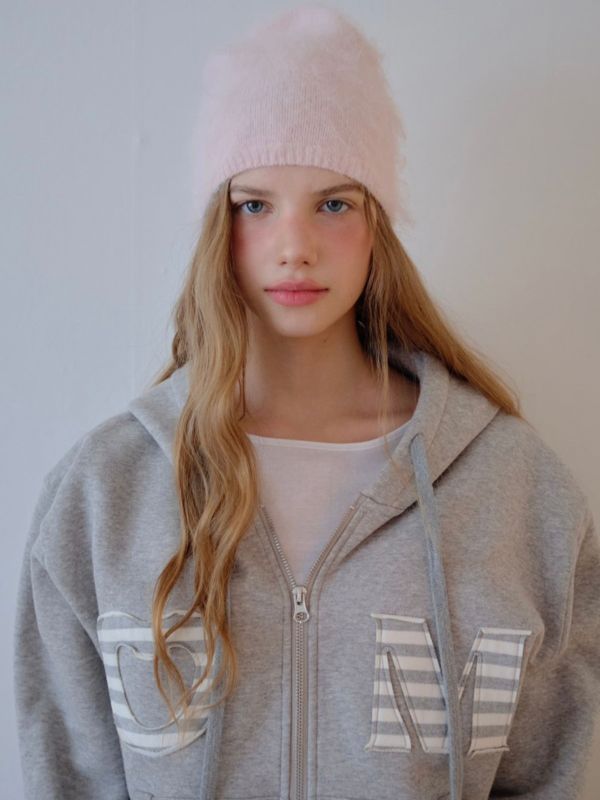 MMOM Cozy Heart 拼接連帽家居服外套｜灰色 