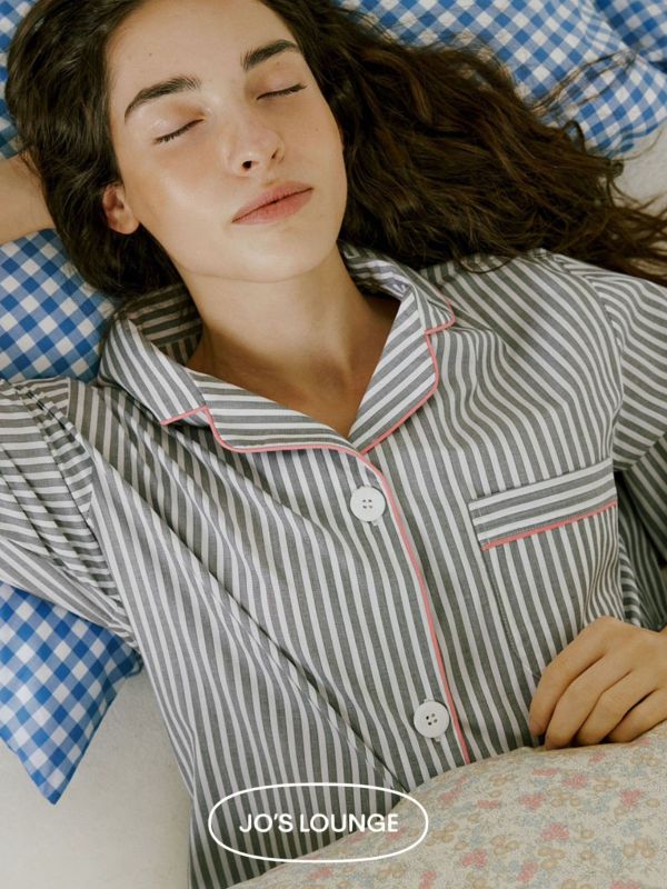 JO’S LOUNGE 韓國 阿姆斯特丹灰白條紋睡衣套裝 