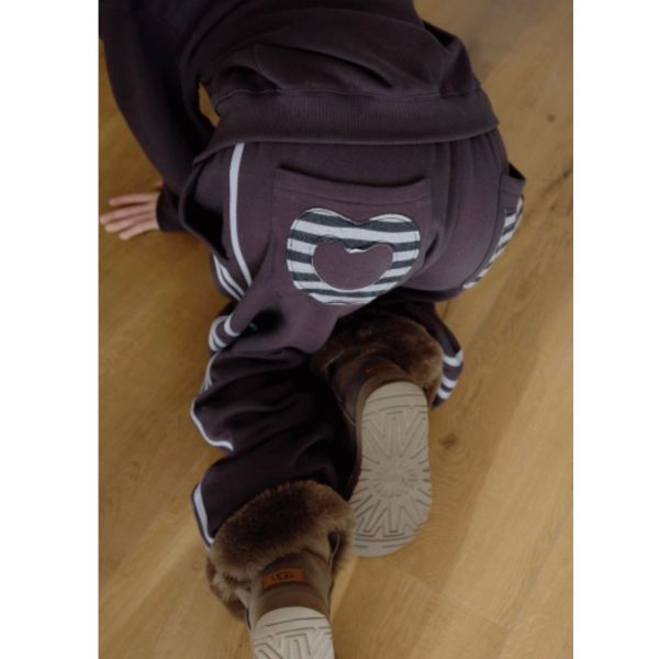 MMOM Cozy Heart 拼接寬版家居褲｜石墨炭 