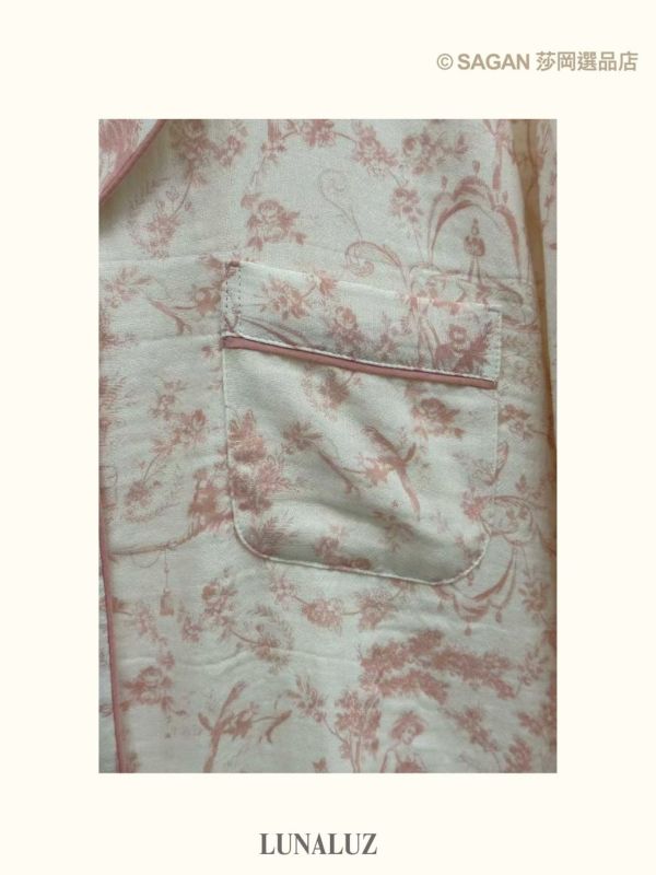 LUNALUZ 森林詩境經典款睡衣套裝｜粉色/灰色 