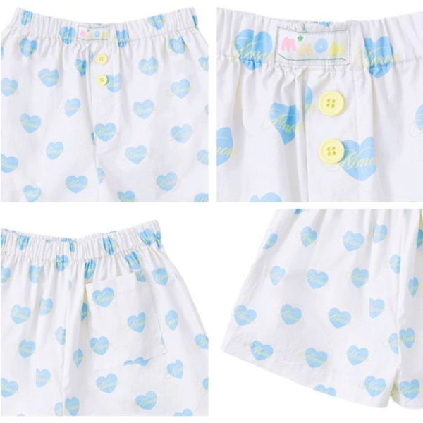 MMOM 藍色愛心印花短褲 