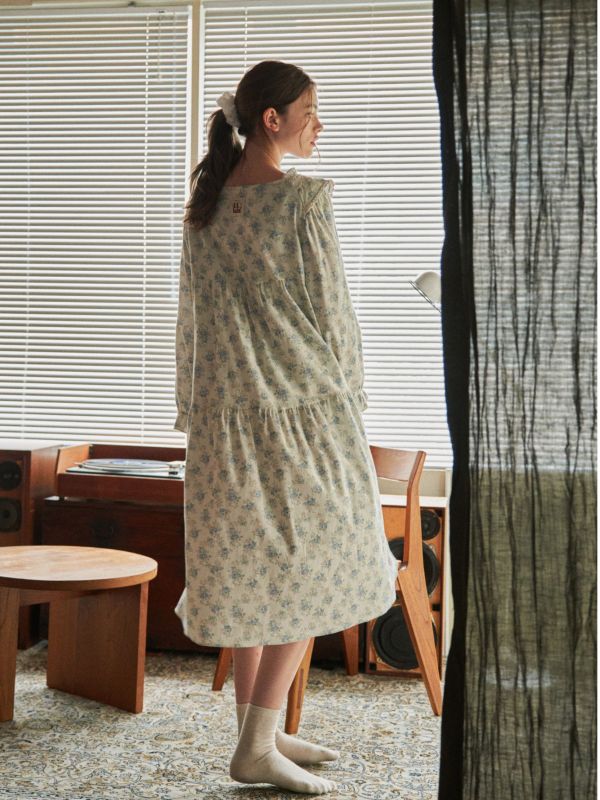 ULLALA 米杏刷絨純棉睡衣洋裝｜口袋設計 