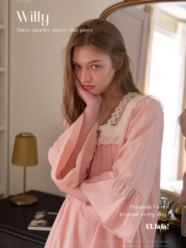 ULLALA  春款 粉霧房間  睡衣洋裝｜蜜桃粉 26S 