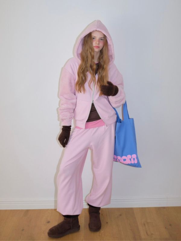 MMOM 家居服休閒長褲｜奶霧粉 