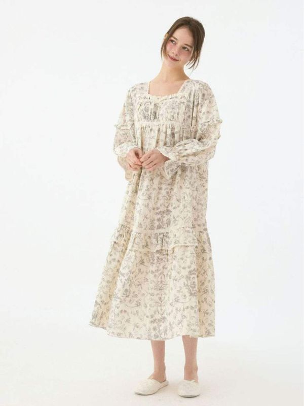 LUNALUZ 韓國復古朱依紋睡衣洋裝｜雅緻灰 25W 