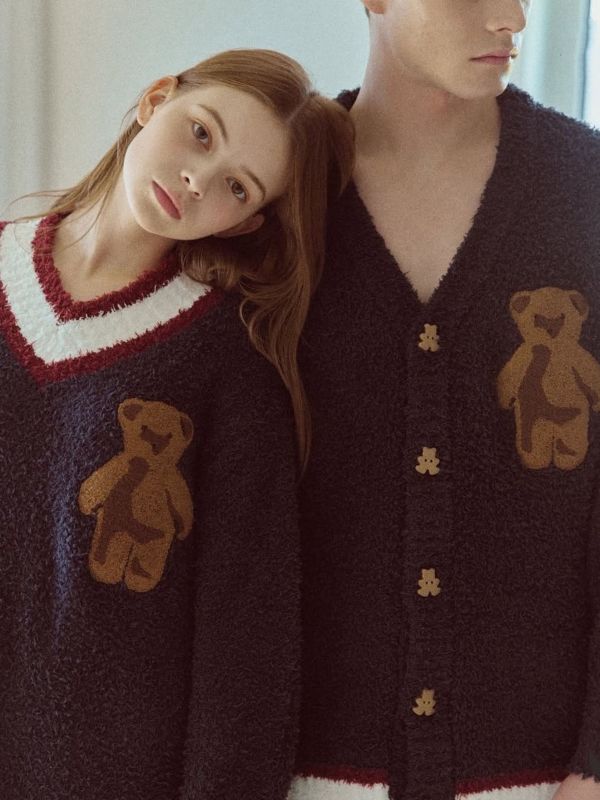 BALCONY 泰迪熊刺繡毛絨男款家居服 