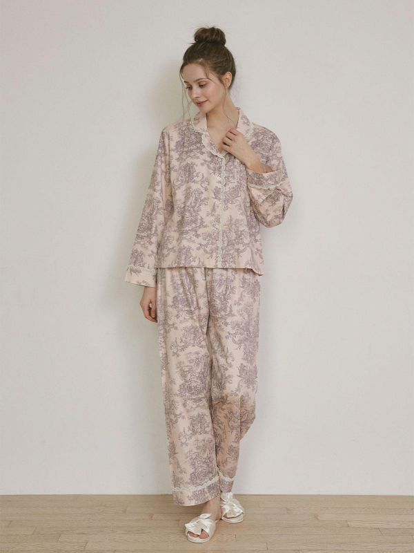 LUNALUZ  奢華蕾絲朱依紋睡衣套裝 