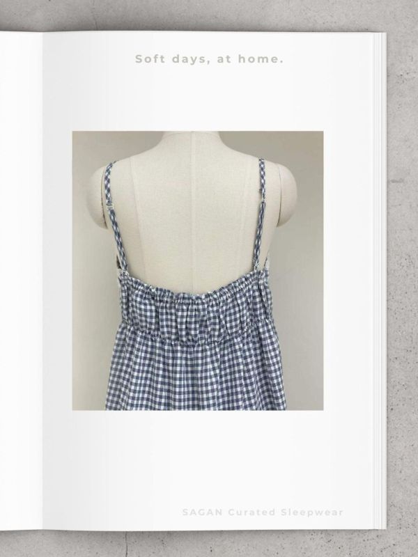 LUNALUZ 藍白格紋 睡衣洋裝｜內襯Bra（附可調式肩帶） 