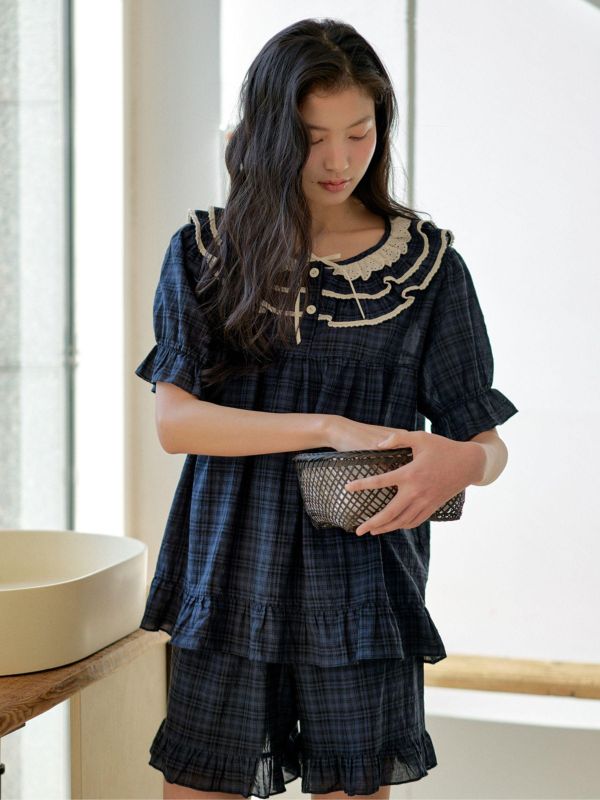 ULLALA 晨光角落 睡衣套裝｜安靜藍調 