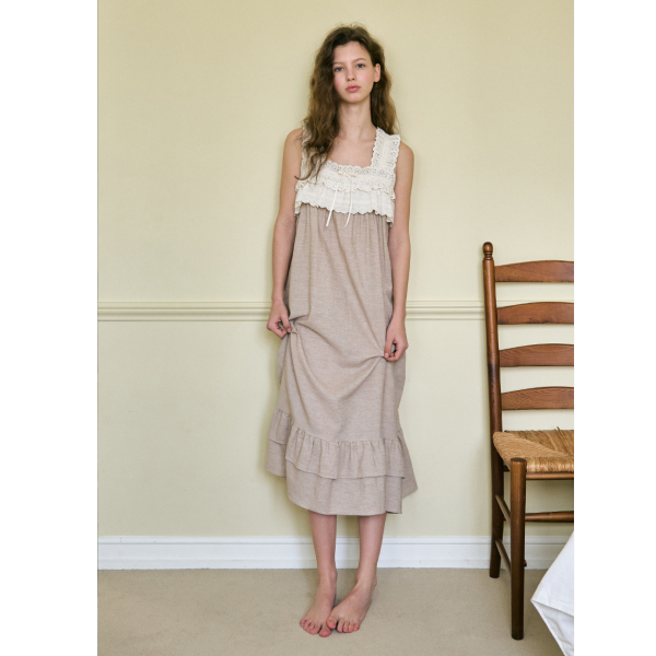 ULLALA  南方寓所 睡衣洋裝｜燕麥米 26S 