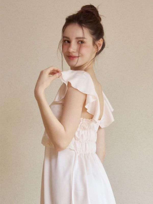 LUNALUZ 夜曲蕾絲 睡衣睡袍組｜柔霧粉 26S 