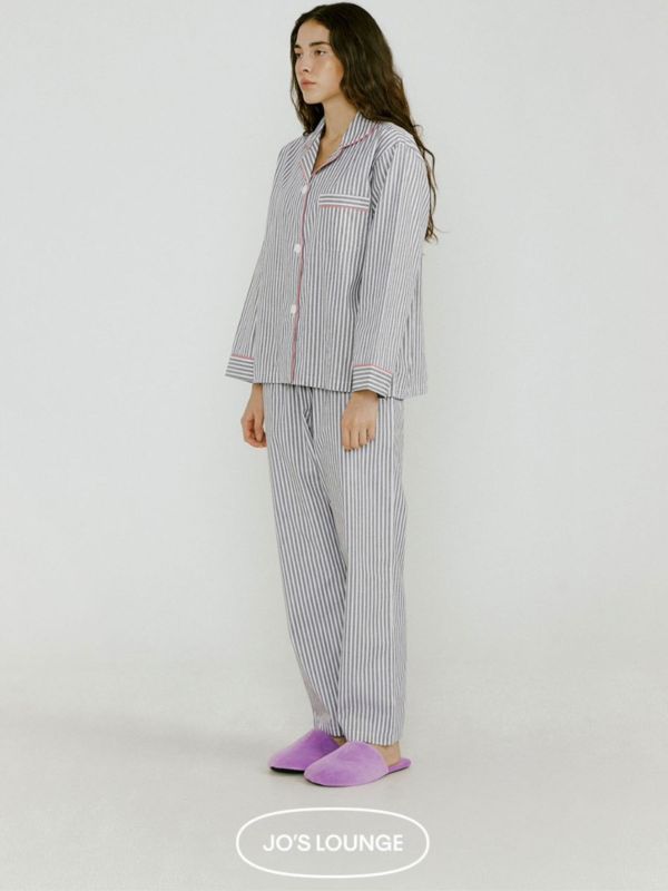 JO’S LOUNGE 韓國 阿姆斯特丹灰白條紋睡衣套裝 