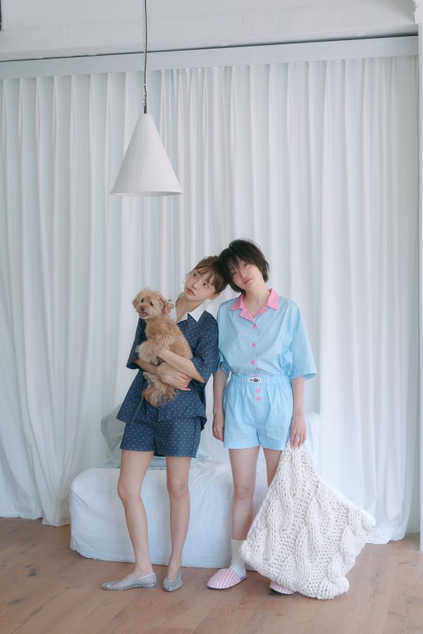 MMOM 圓點睡衣 藍色 