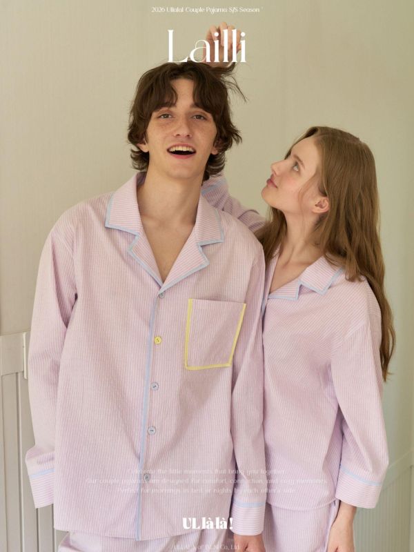ULLALA  春款Lilli House條紋睡衣套裝｜薰衣草紫  26S 