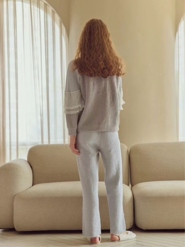 韓國 蕾絲拼接柔軟睡衣套裝 