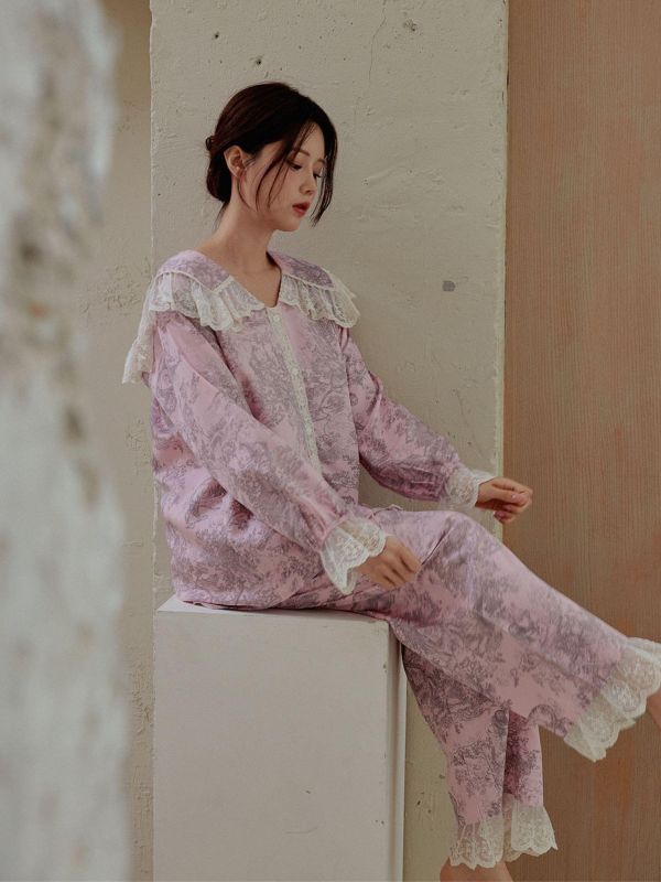 LUNALUZ  奢華朱伊紋莫代爾棉 睡衣套裝 