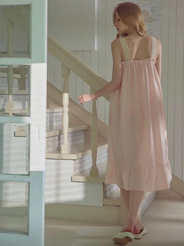 BALCONY 奢華蕾絲睡裙 80支純棉 