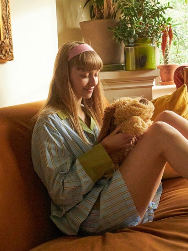 MMOM 條紋睡衣襯衫｜Sky Green 