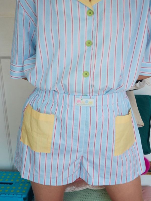 MMOM cotton candy 條紋短襯衫 