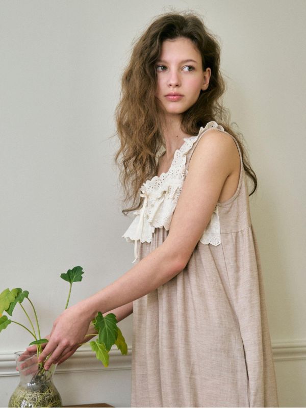 ULLALA  南方寓所 睡衣洋裝｜燕麥米 26S 