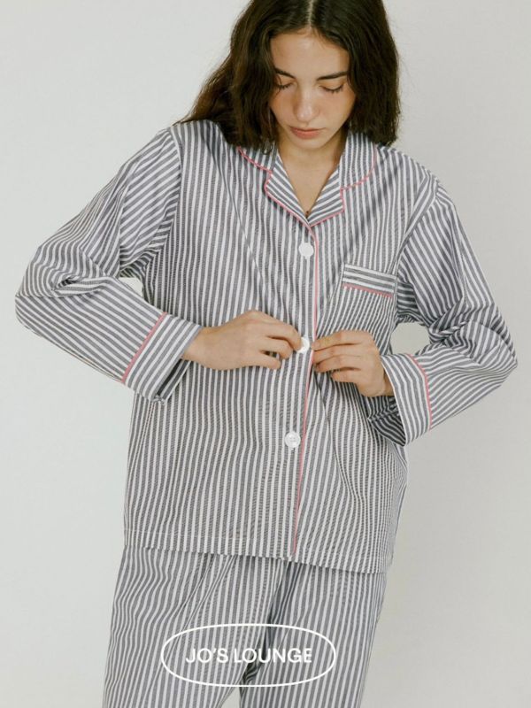 JO’S LOUNGE 韓國 阿姆斯特丹灰白條紋睡衣套裝 