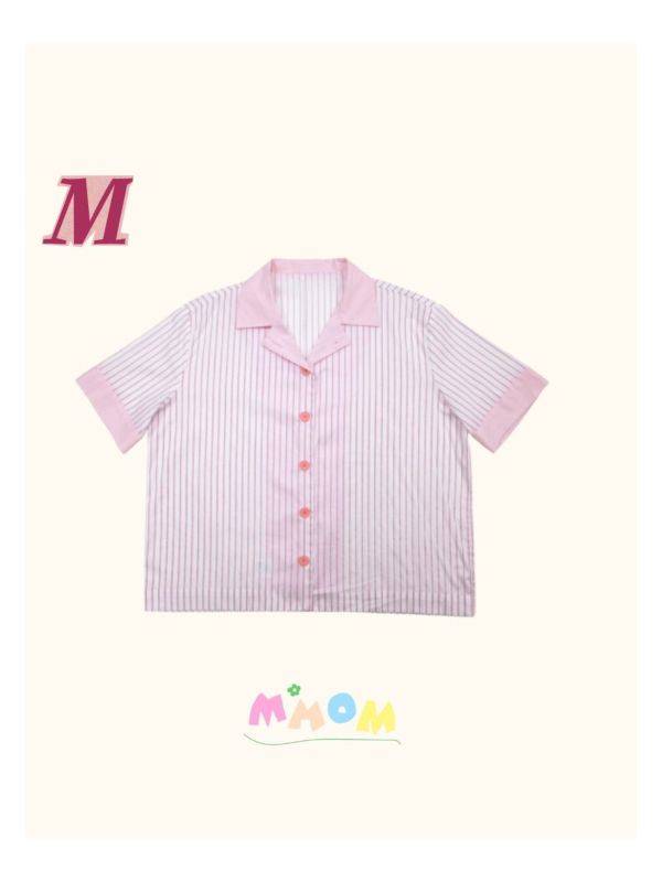 MMOM 扁平短袖襯衫 粉色 