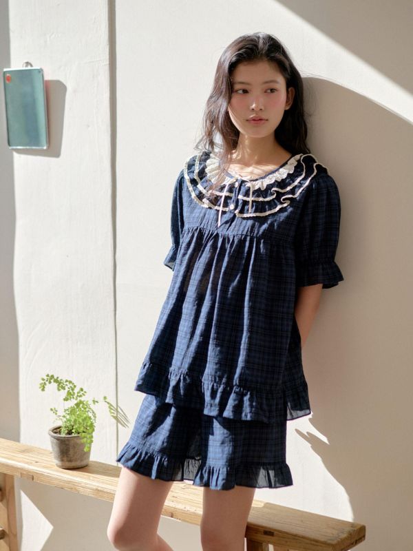 ULLALA 晨光角落 睡衣套裝｜安靜藍調 