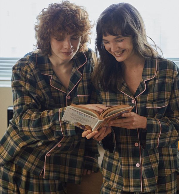 ULLALA 霧粉綠格紋睡衣套裝 