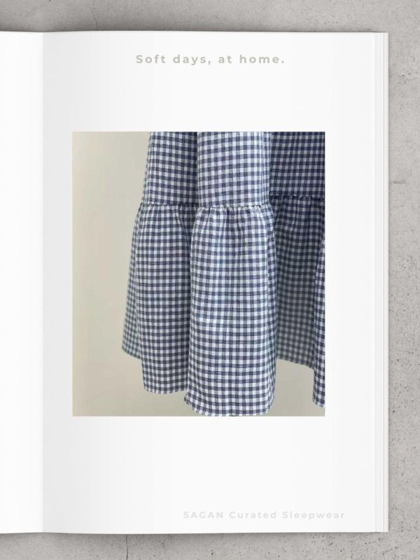 LUNALUZ 藍白格紋 睡衣洋裝｜內襯Bra（附可調式肩帶） 