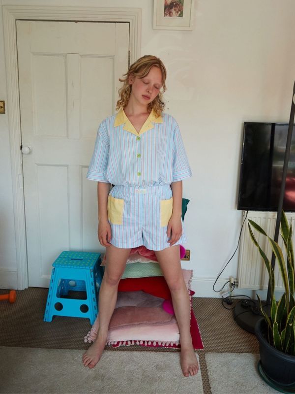 MMOM cotton candy 條紋短襯衫 