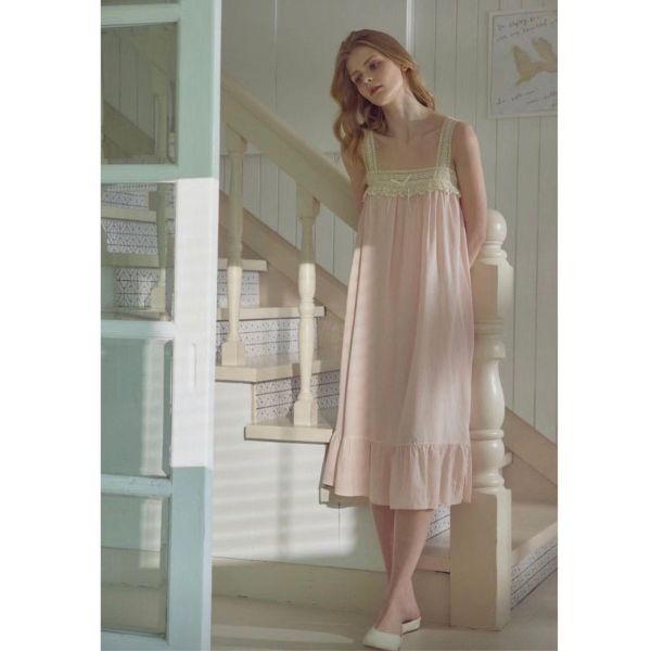 BALCONY 奢華蕾絲睡裙 80支純棉 