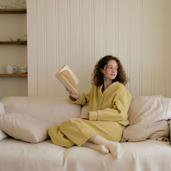 ULLALA 檸檬晨光珊瑚絨睡衣套裝 