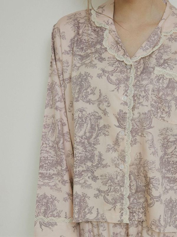 LUNALUZ  奢華蕾絲朱依紋睡衣套裝 