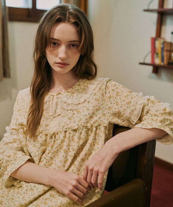 ULLALA 七分袖花漾檸檬睡衣套裝 