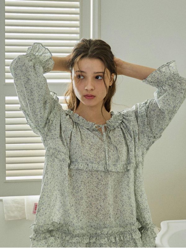 ULLALA  春款淡色花園 睡衣套裝｜薄荷綠 26S 