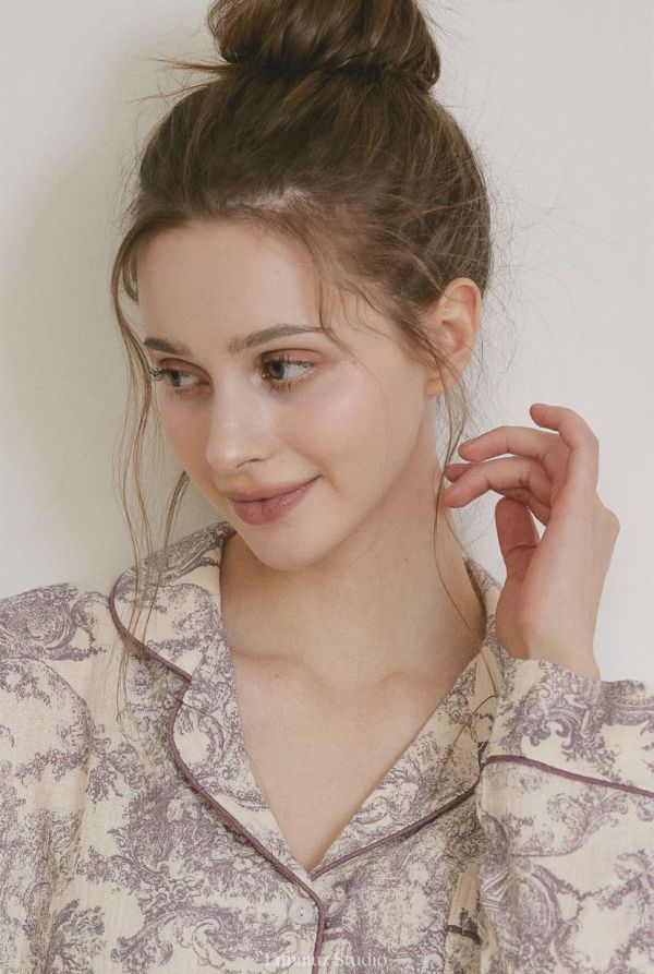 LUNALUZ 韓國雙層紗棉復古浮世畫印花睡衣 