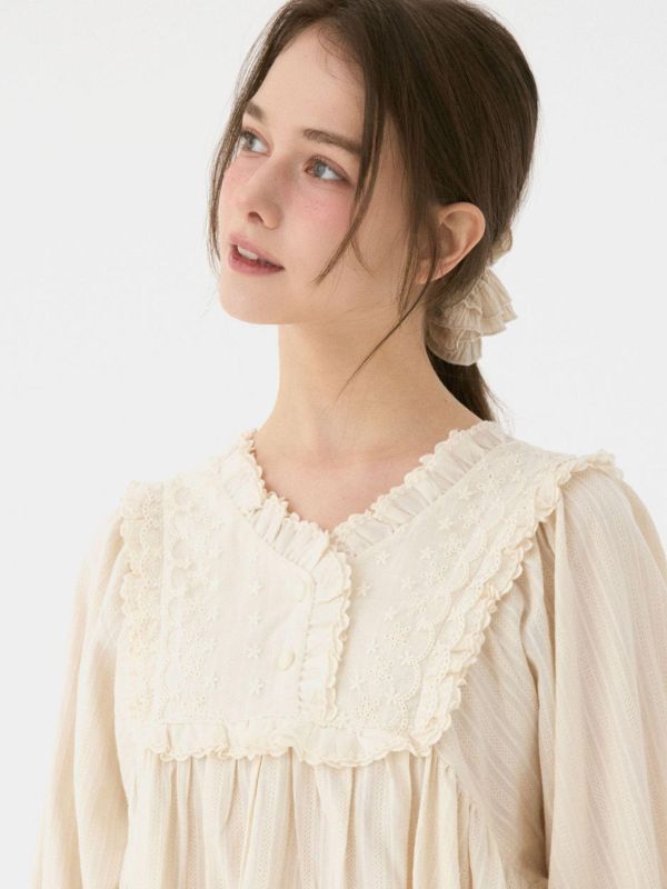 LUNALUZ  晨光呢喃 純棉蕾絲睡衣套裝 