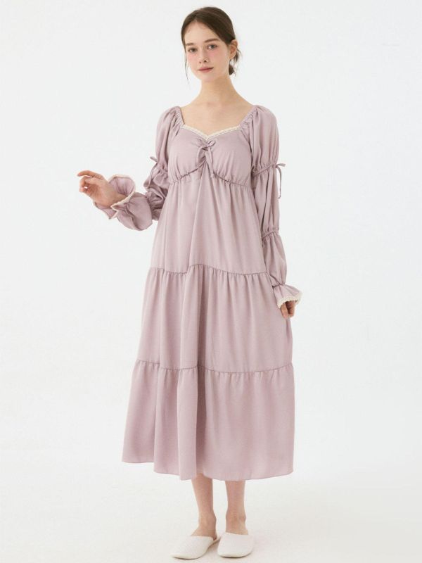 LUNALUZ 柔夜之詩 睡衣洋裝｜內襯Bra設計｜霧紫色調　25S 