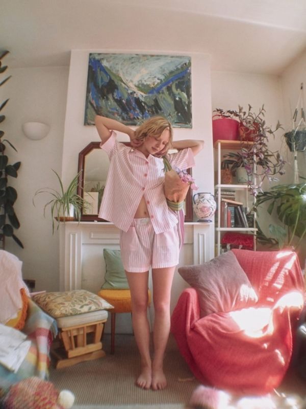 MMOM 扁平短袖襯衫 粉色 